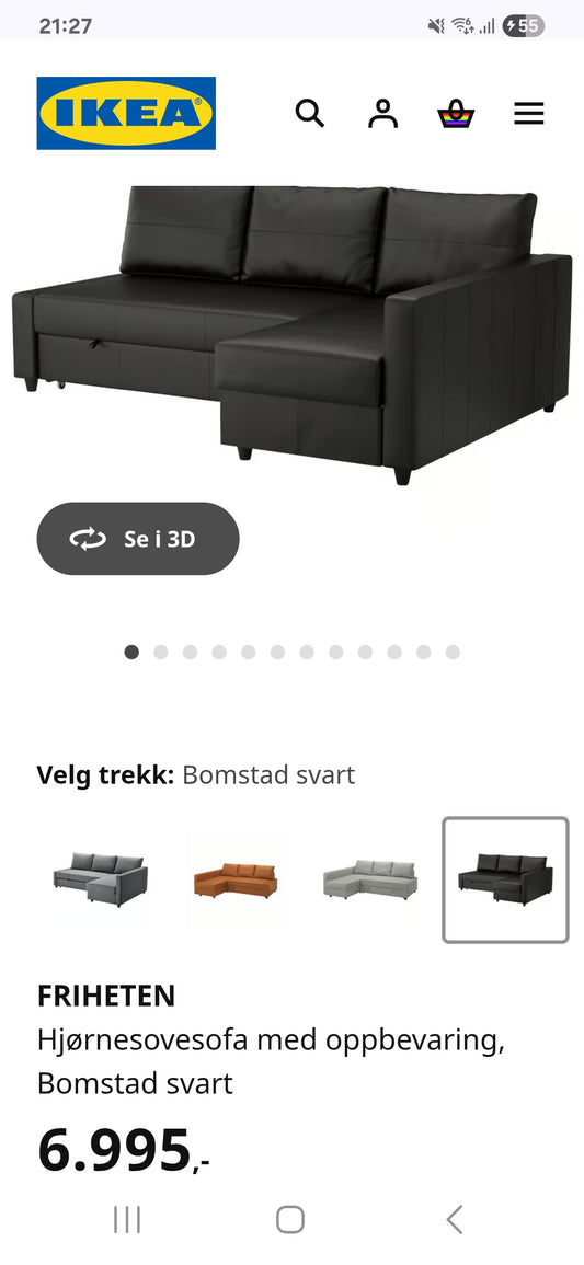 SOVESOFA # FRIHETEN (IKEA) # NYRENSET # GRATIS FRAKT*