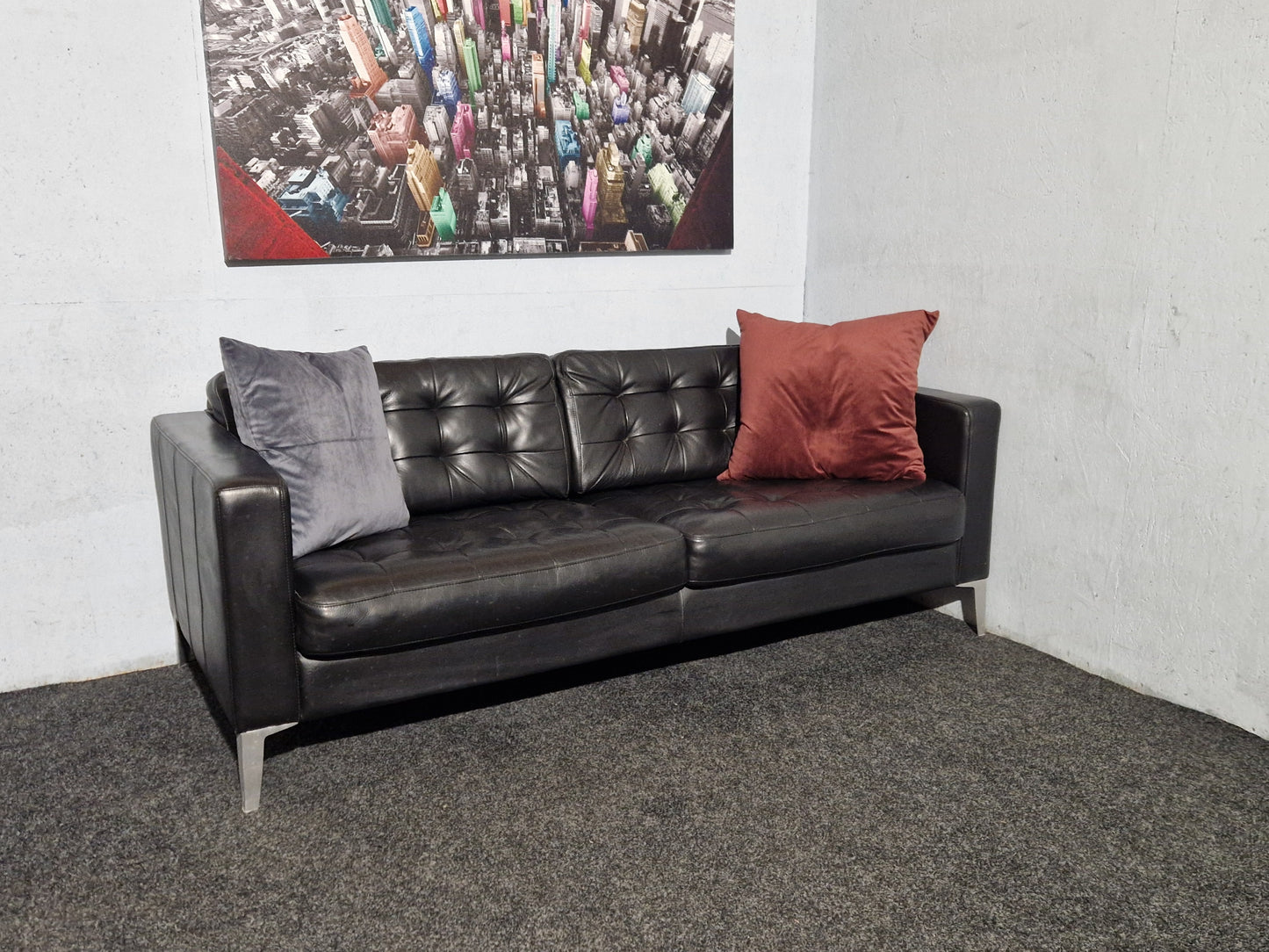 SOFA # IKEA KARLSFORS # SVART SKINN # GRATIS FRAKT*