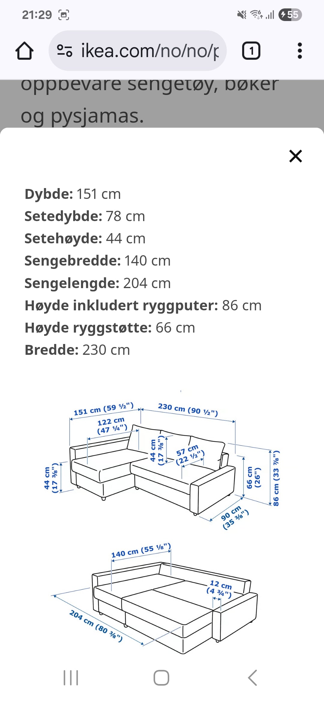 SOVESOFA # FRIHETEN (IKEA) # NYRENSET # GRATIS FRAKT*