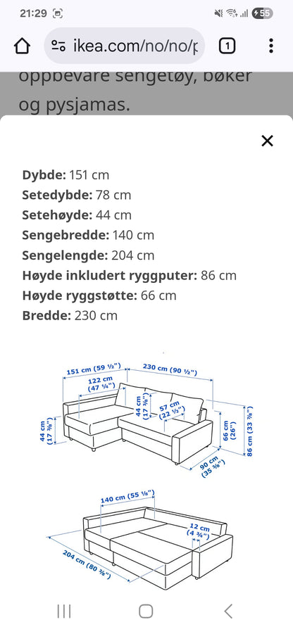SOVESOFA # FRIHETEN (IKEA) # NYRENSET # GRATIS FRAKT*